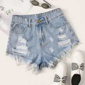 *BRAND NEW* SHEIN Raw Hem Distressed Denim Shorts